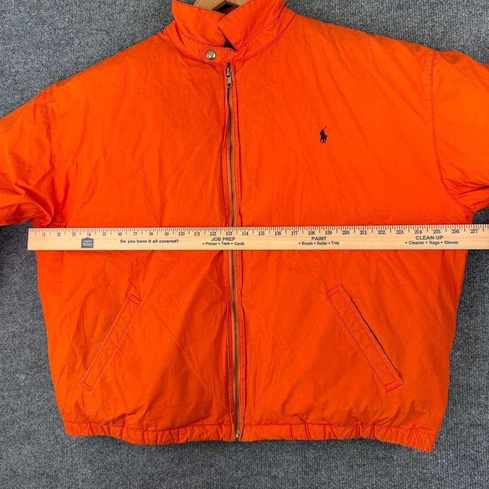 Vintage Polo Ralph Lauren Harrington Puffer Jacket Mens XL Orange Hi Tech Down